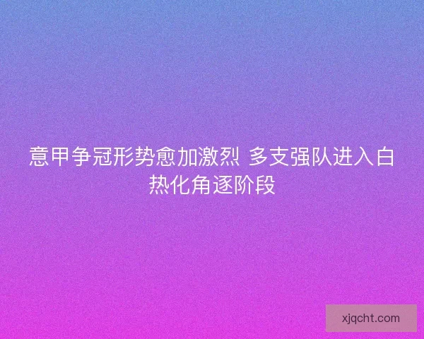 意甲争冠形势愈加激烈 多支强队进入白热化角逐阶段