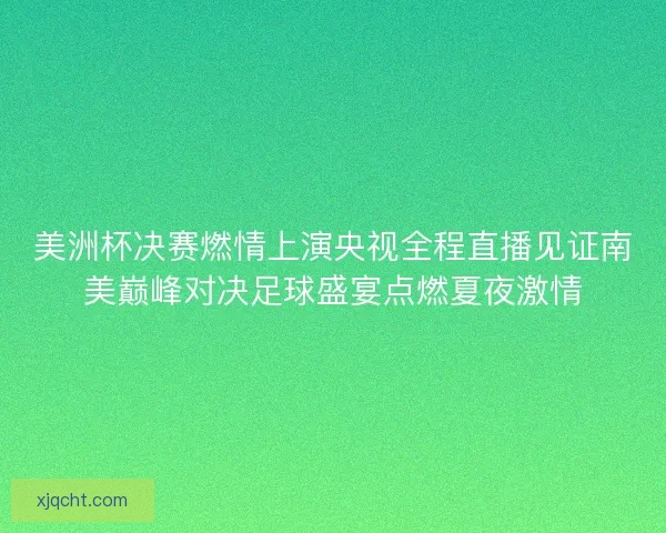 美洲杯决赛燃情上演央视全程直播见证南美巅峰对决足球盛宴点燃夏夜激情